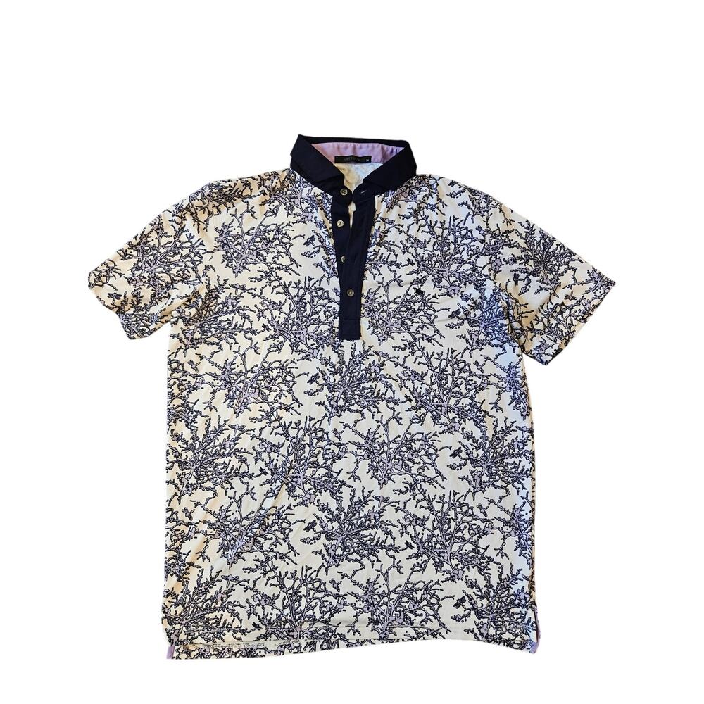 Greyson luxury performance golf polo mens medium purple printed